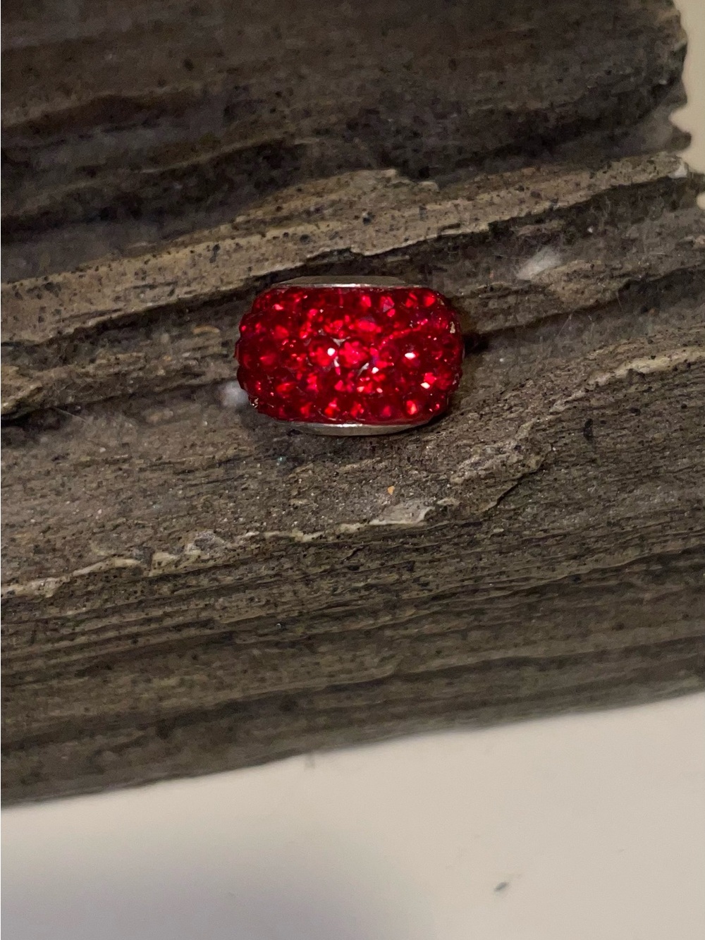 Red Swarovski Crystal Pave charm will fit on pandora - Sparkling Red Accent